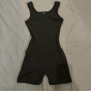 Black Ribbed Sleeveless bodysuit